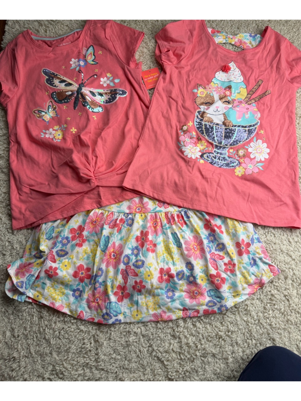 Isaac Mizrahi Coral Girls' Short Sleeve Tees + Skirt SET NWT